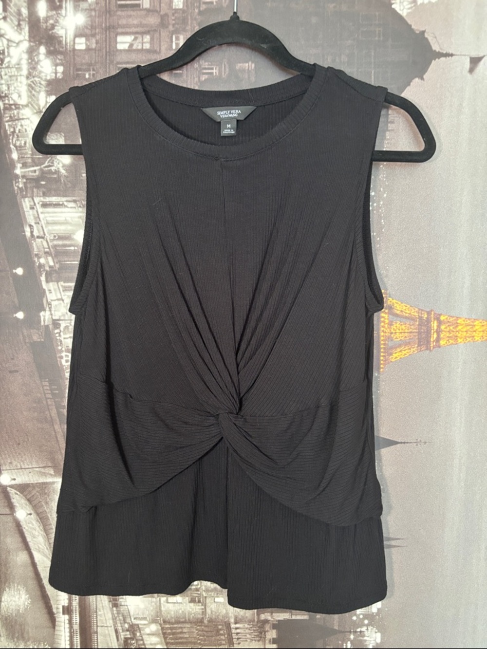 Simply Vera Vera Wang Black Ribbed Tank